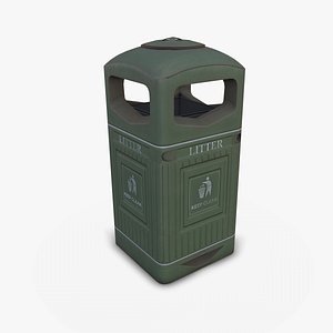 Street Litter Bin Trash Can 02 Low-poly PBR