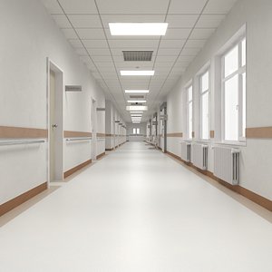 3D Hospital Hallway Straight Corridor model