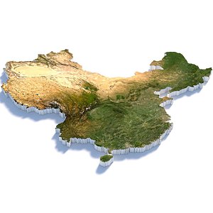 3D China Terrain Map model