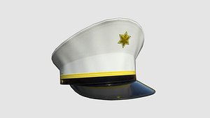3D Police Cap 05 White - Military Character Design Fashion model
