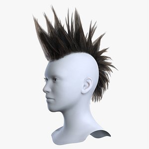 Tall Spiky Mohawk Brown Hair with Shaved Sides 3D Asset 3D model