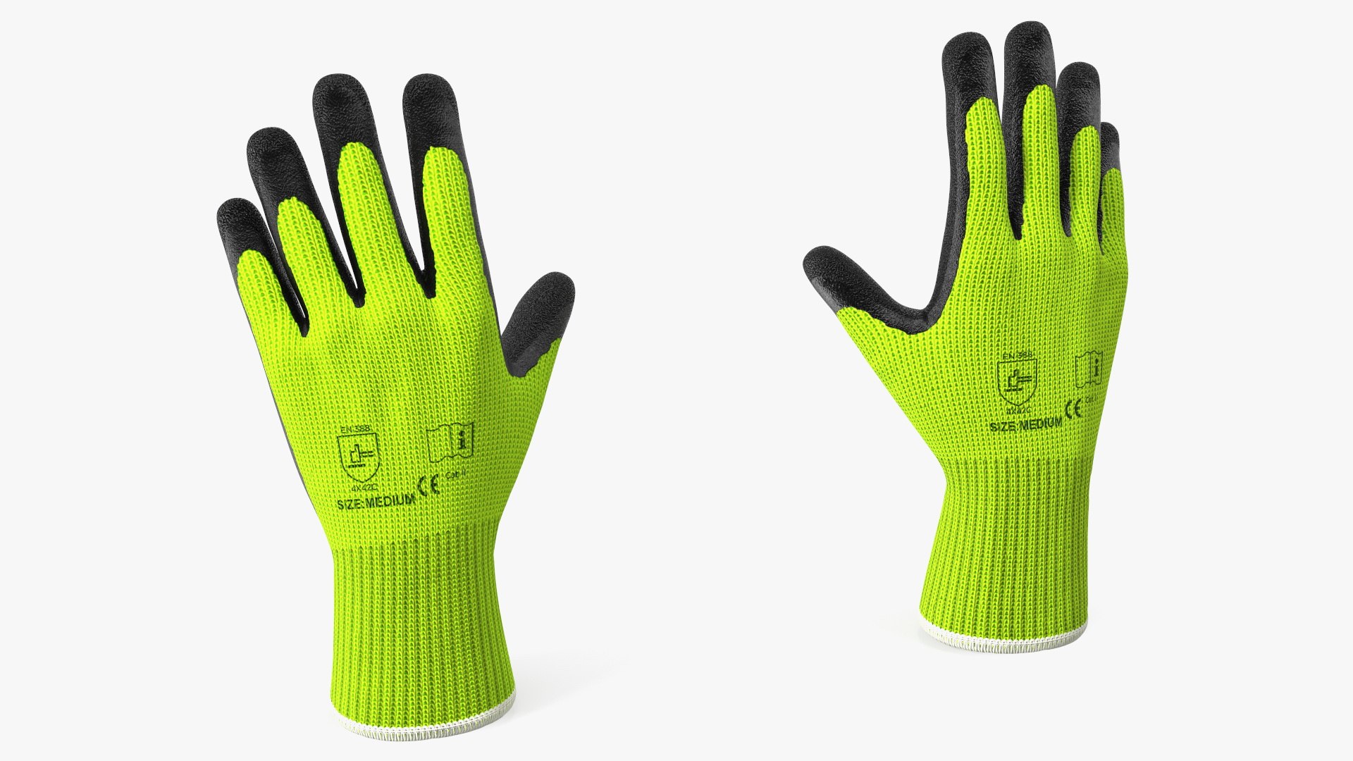 Safety Work Gloves Green 3D model preview