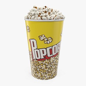 3D medium popcorn bucket popped