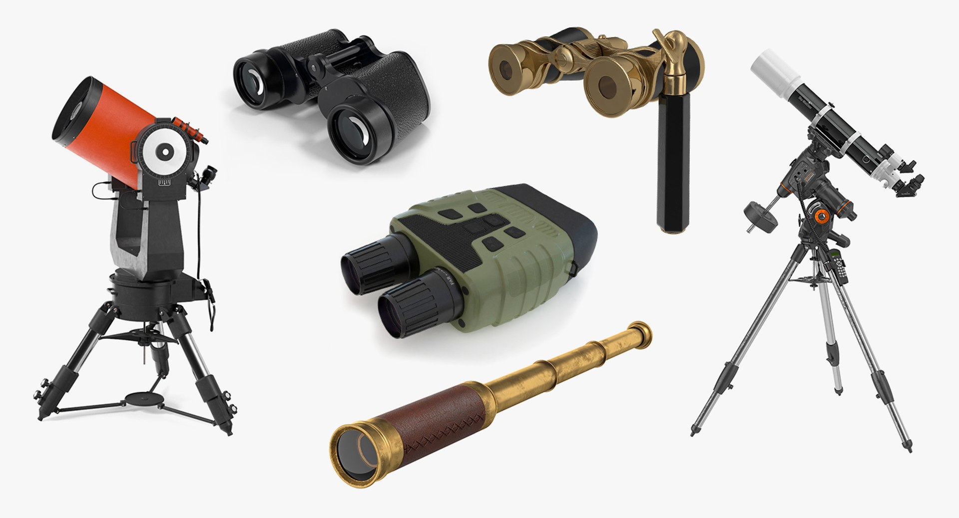 Binoculars and Telescopes Collection 5 3D model TurboSquid 2004355