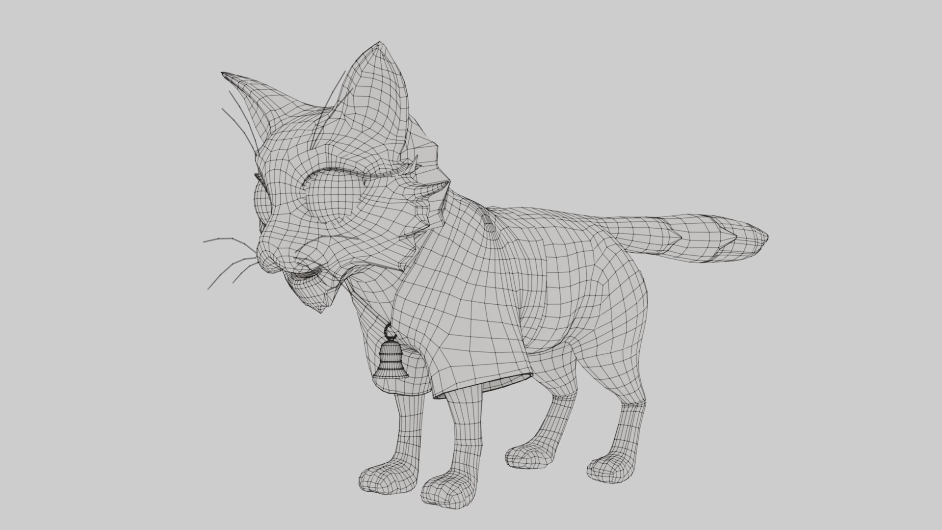 Mystic CAT Azure Kitsune Warrior Fox 3D Model Stylised Cartoon ...