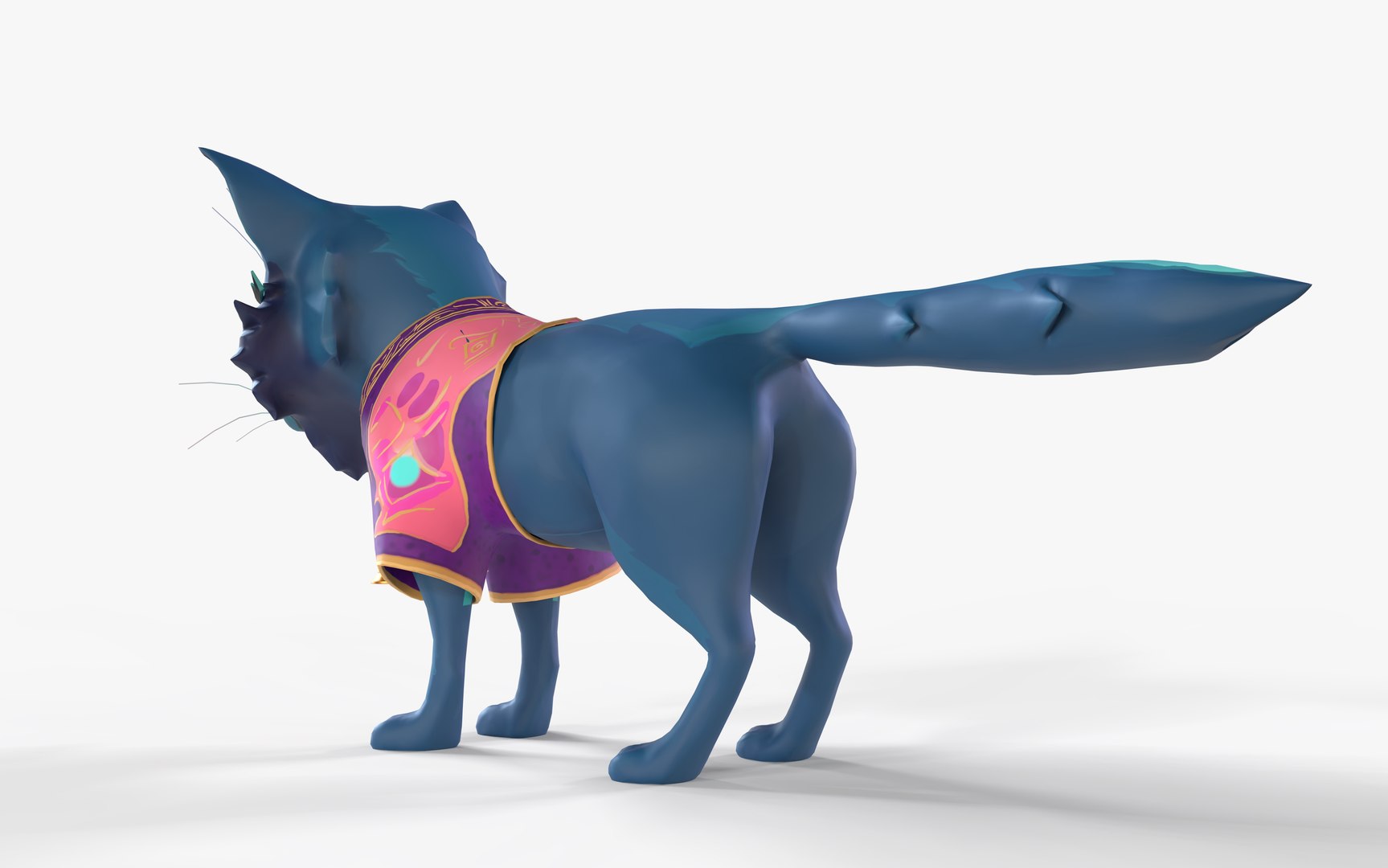 Mystic CAT Azure Kitsune Warrior Fox 3D Model Stylised Cartoon ...