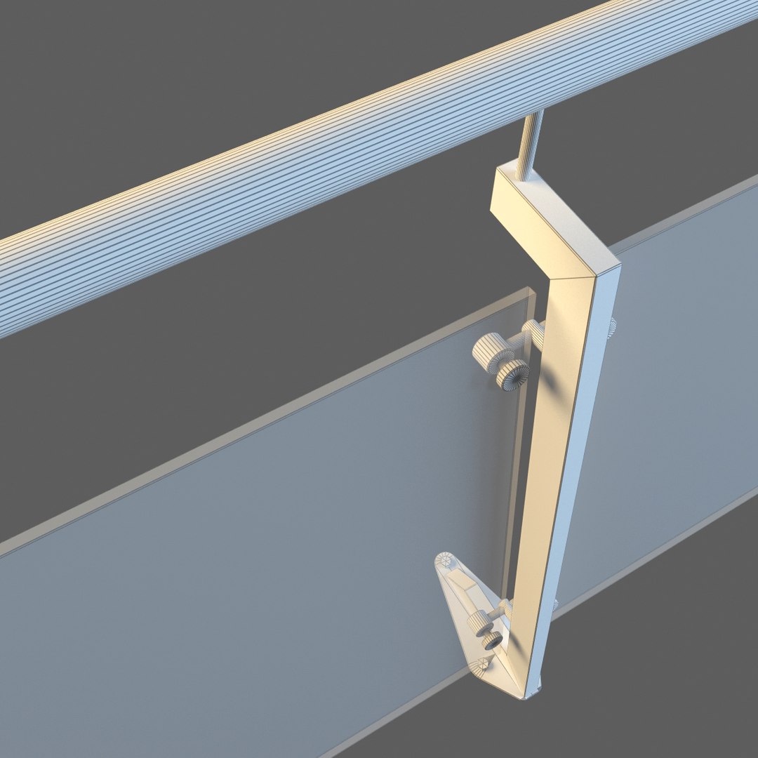 3d Steel Railing Glass Model