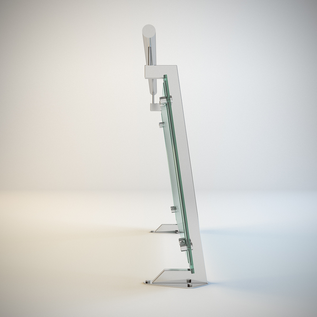 3d steel railing glass model