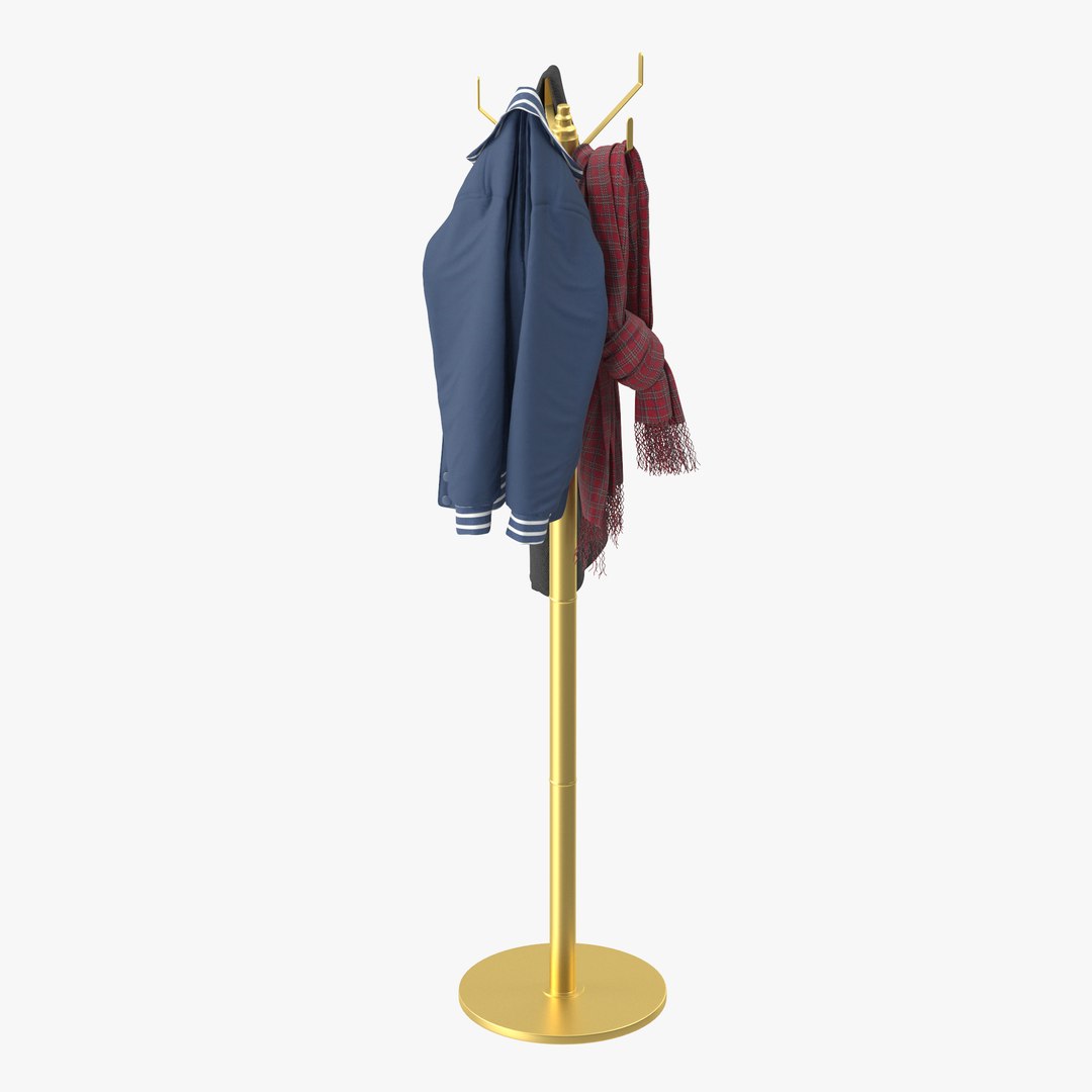 3D Coat Rack Gold - TurboSquid 2148112