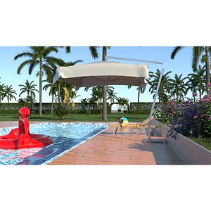 3D laos Flamingo Pool Scene model