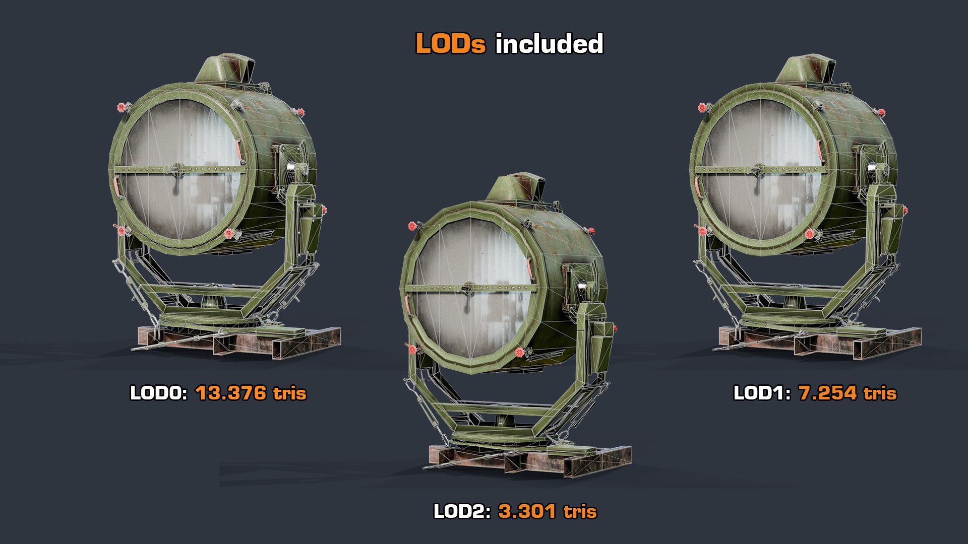 Rigged Searchlight APM-90 GameReady LODs 3D model https://p.turbosquid.com/ts-thumb/ZX/igNJoT/SU/lods/png/1638965658/1920x1080/fit_q87/9884a06082bcda947f9c9012d37425b6f5726790/lods.jpg