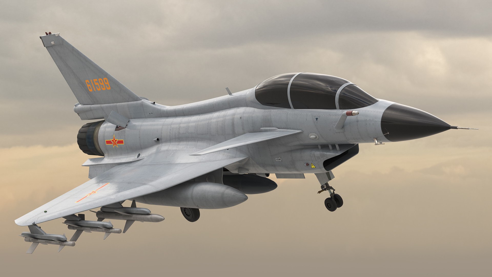 3D Chengdu J10 S Tandem Seated Exterior Only Armed