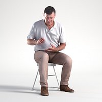 3D People Man Mark 1858 Casual Outfit Sitting Writting Low poly