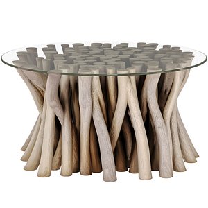3D Side coffee table eco-style with base made teak wood branches 3D model