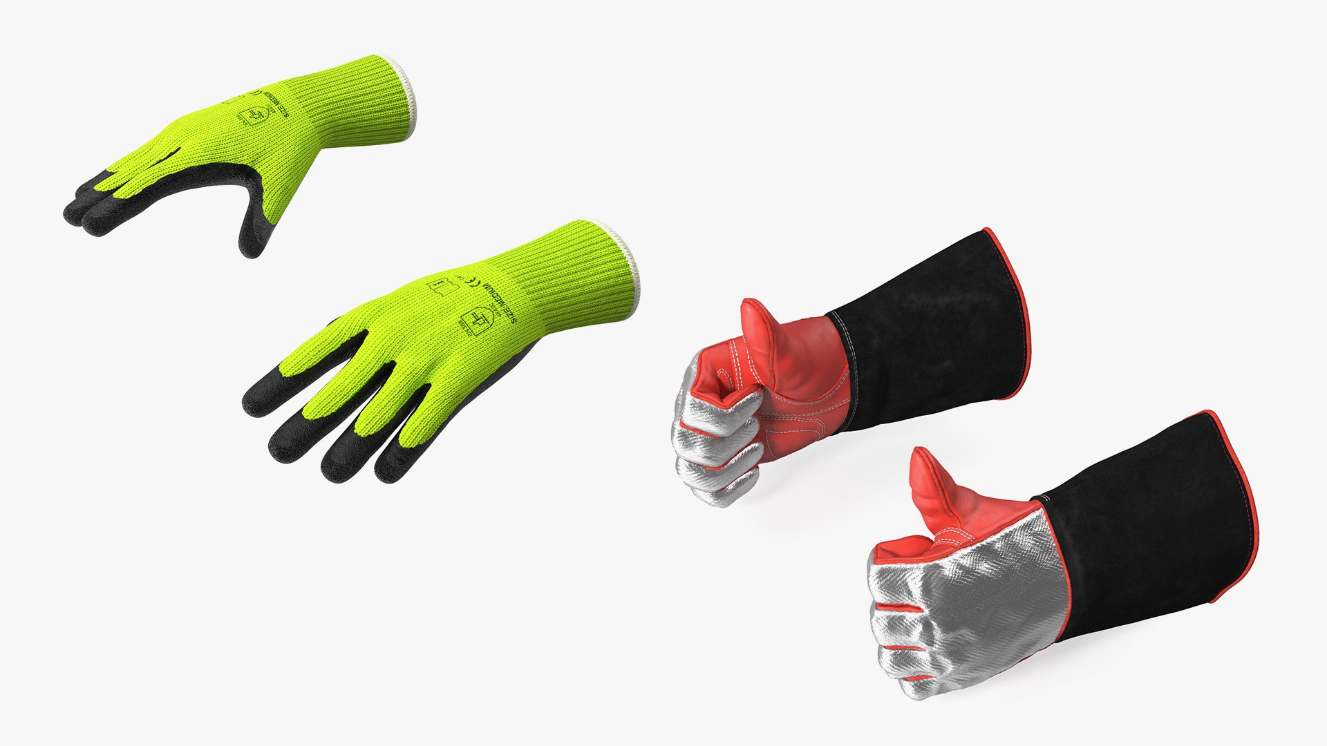 Rigged Heavy Duty Safety Gloves Collection for Maya 3D model preview