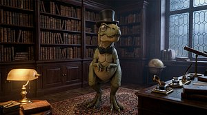 Dapper T-Rex in Top Hat 3D Printable Miniature Figurine 3D model