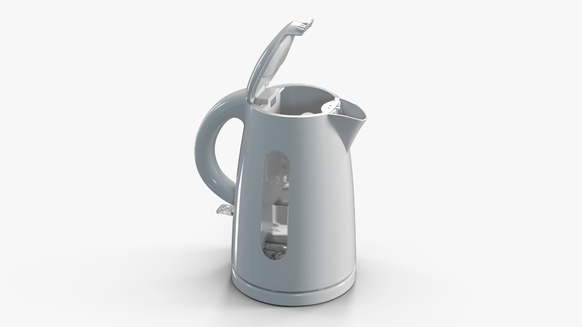 Electric Kettle with Water Open 3D model preview