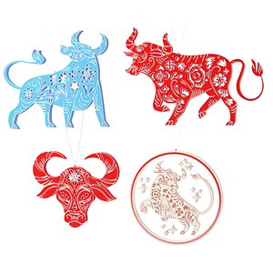 Christmas Ornament Ox Set