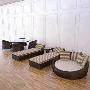 wicker outdoor furniture 3d max