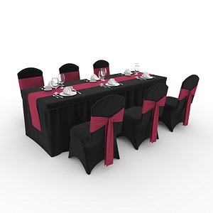 3D model Banquet Table and Chair 134
