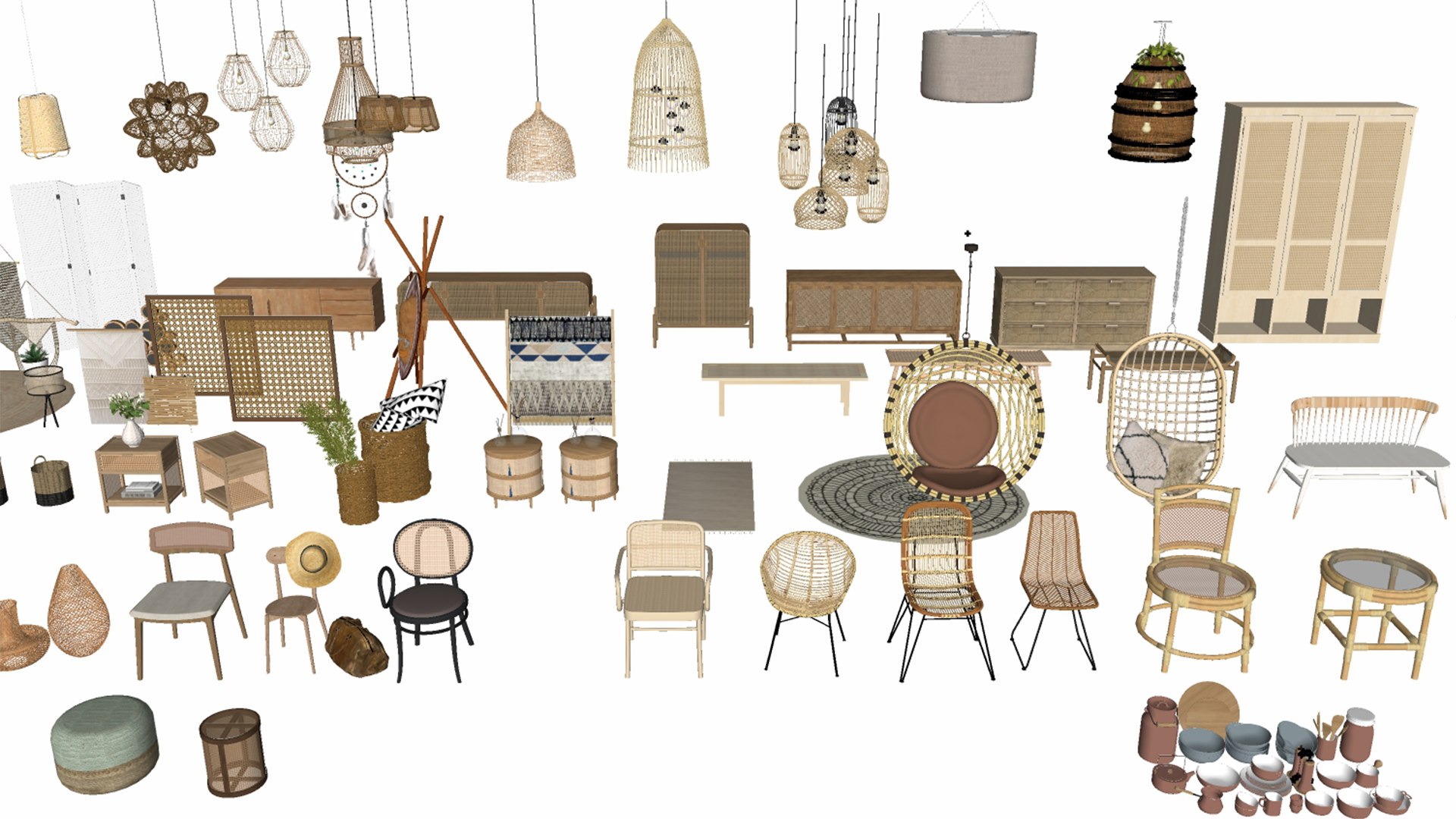 Bamboo Rattan Collection Model - TurboSquid 1984131
