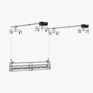 Window Cleaning Platform with Fastening to Roof Rigged for Cinema 4D model