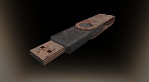 USB Stick Low Poly Rusty Version 1