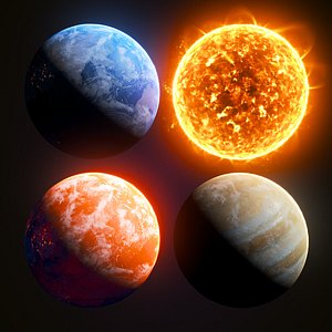 3D model planets sun solar