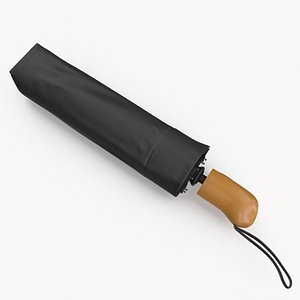 3D Auto Folding Umbrella Black