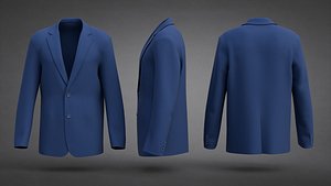 Blue Suit Blazer - Male Suit Clothing Model