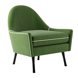 CCB2 Symmetric Sage Green Velvet Lounge Chair 3D
