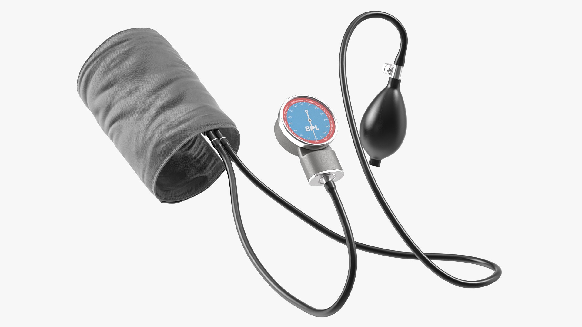 BPL Manual Aneroid Sphygmomanometer Inflated 3D model preview