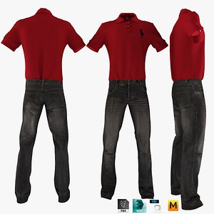 3d model jeans shirt t