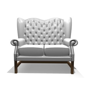 3d model of georgian 2 seater leather chair