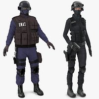 SWAT Policemans Rigged Collection for Cinema 4D