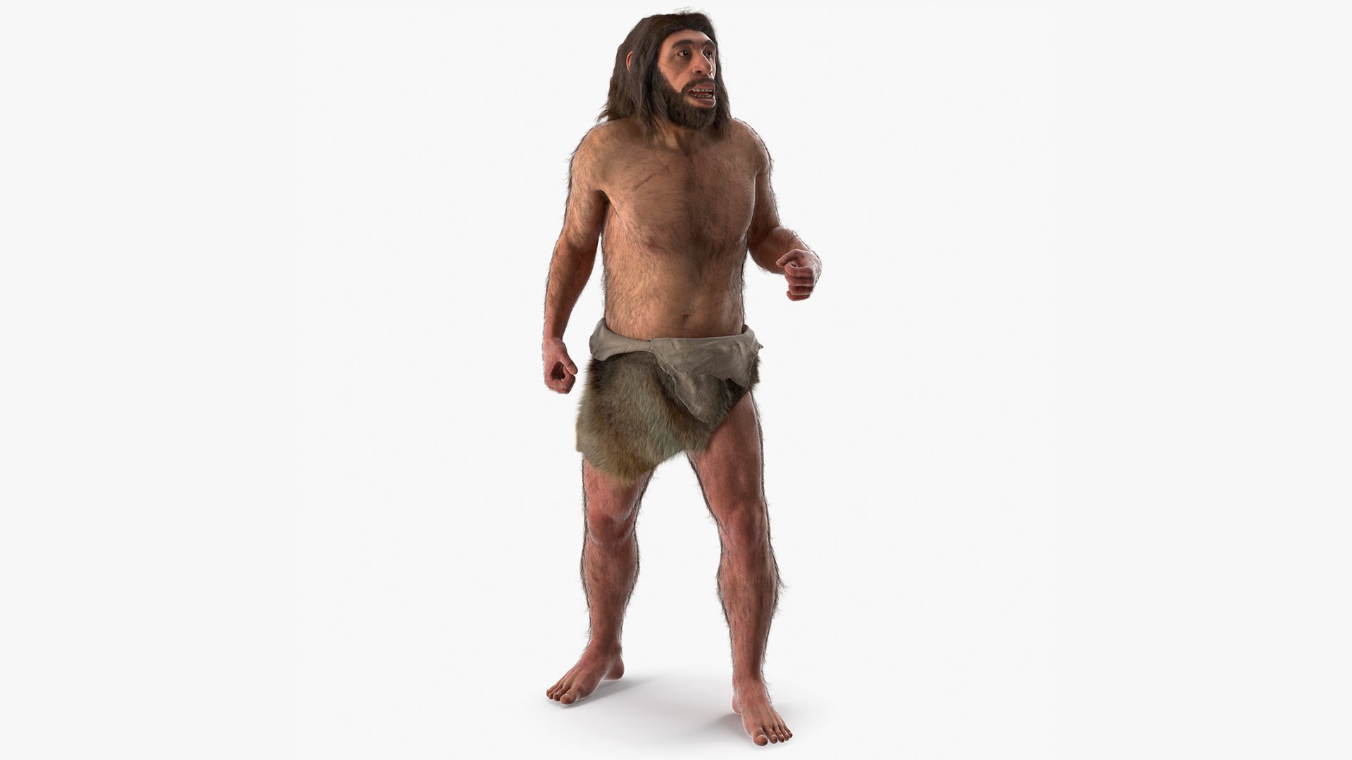 Ancient Neanderthal Fur Rigged 3D model preview