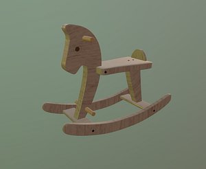3D wooden rocking horse model
