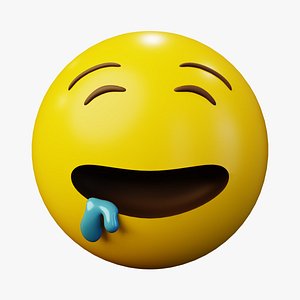 3D Drooling Emoticon Emoji or Smiley
