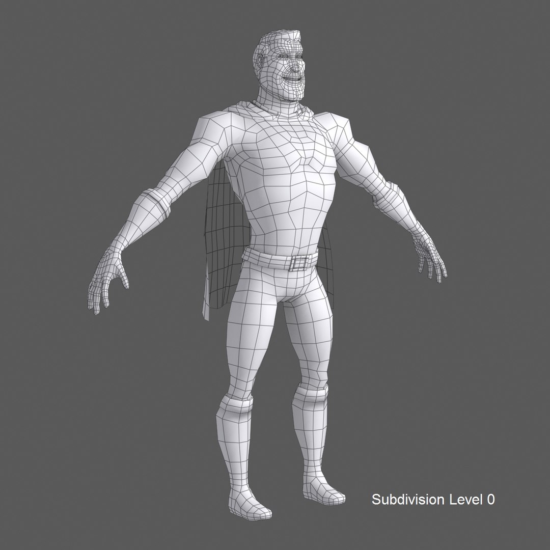 3d model of cartoon classic superhero man