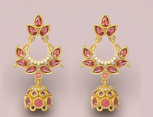 Fancy Diamond Earring - 05 3D model
