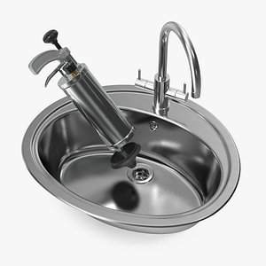 3D Hydraulic Drain Pump in Sink Chrome model