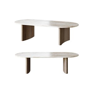 3D Linden Travertine Top Coffe Table