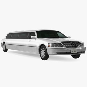3D model Lincoln Town Limo White Rigged