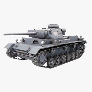 German Panzer III ausf M WWII Tank Grey 3D model