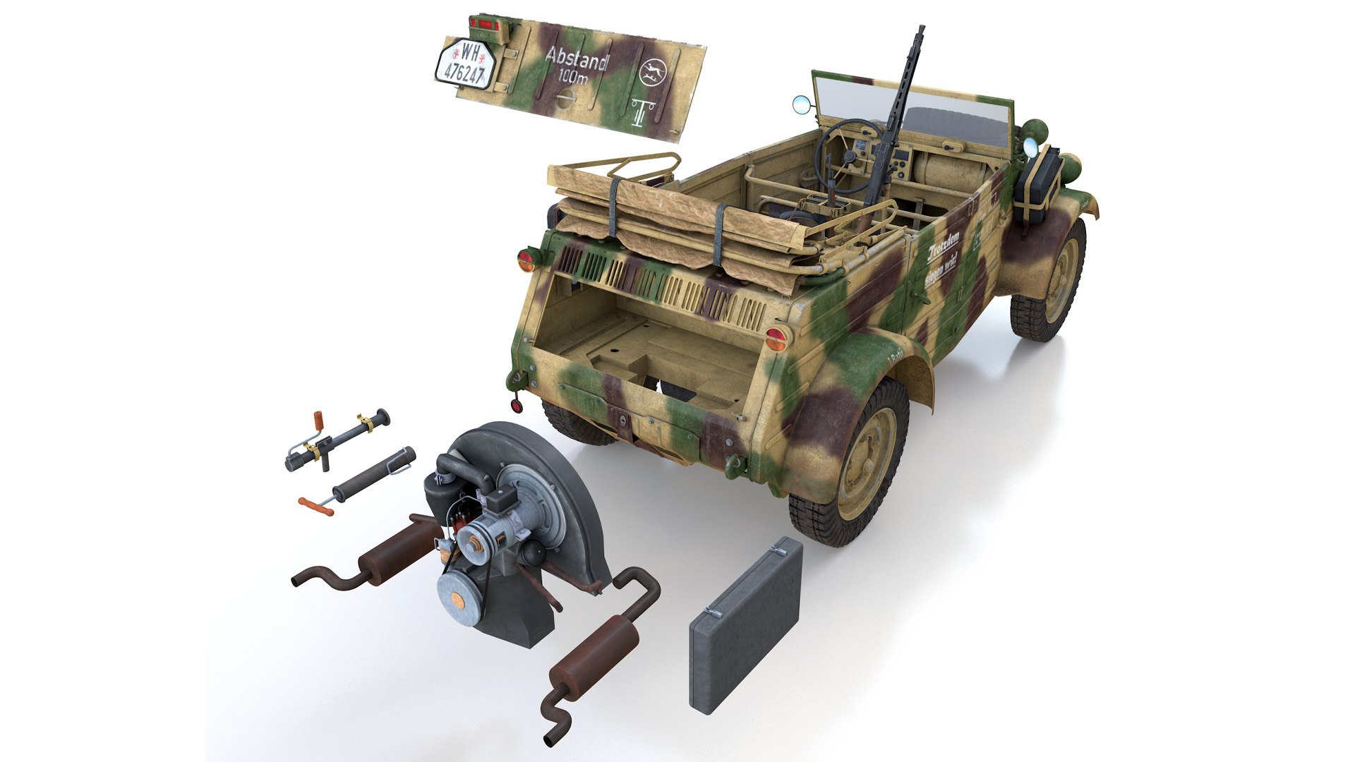 3D VW - Typ 82 - Kubelwagen - 116 Panzer Division - TurboSquid 2072923