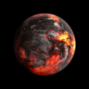 3D fictional alien lava planet model