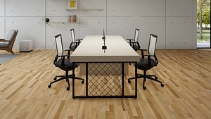 3D Erott Iron Wooden Workstation custom design model
