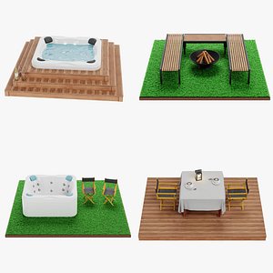 Garden Setups - Four Types 3D model