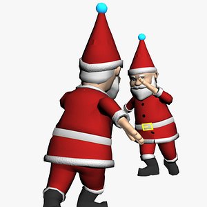 Two Santa Claus Christmas Dance Animated 3D model model