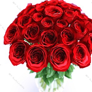 realistic roses vase 3d model